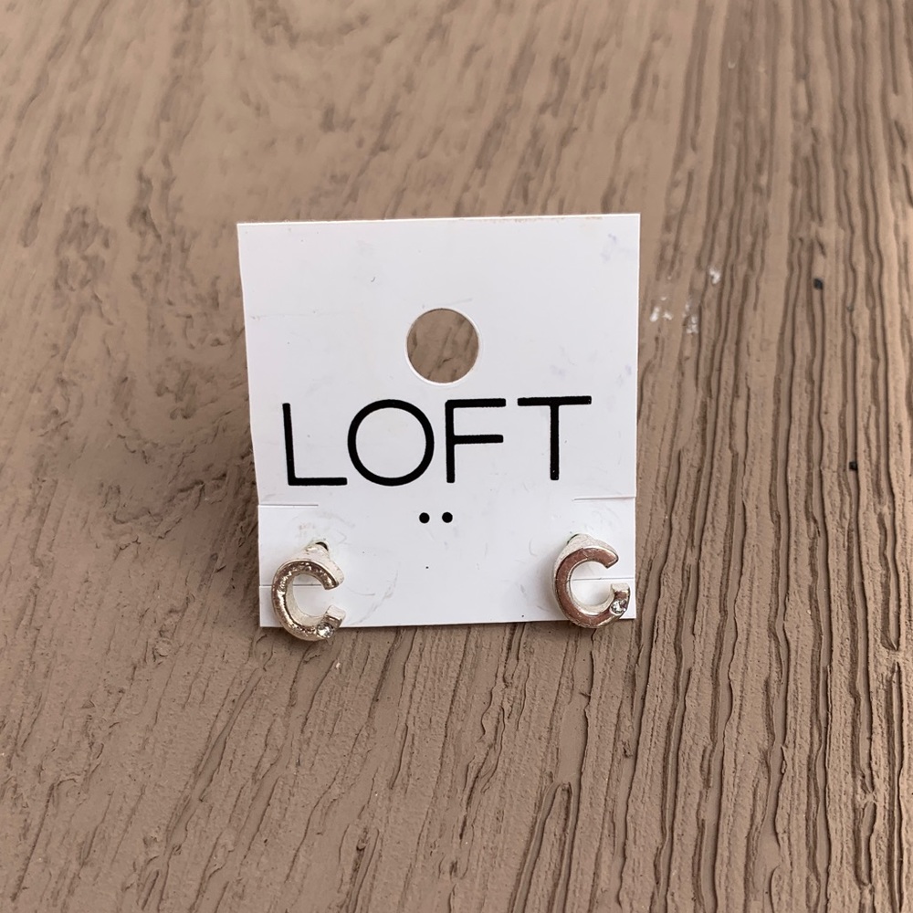 LOFT “C” EARRING STUDS SILVER LIGHTLY USED